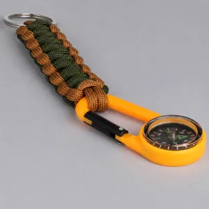 Paracord survival keychain with compass outdoor camping EDC gear tactical rope key ring