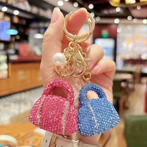 Sparkling rhinestone handbag keychain luxury crystal purse charm for car keys and bags stylish