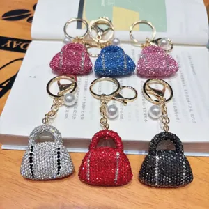 Rhinestone handbag keychain luxury crystal purse charm cute car key ring accessories