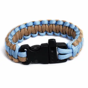 Outdoor Survival Emergency Parachute Cord Braided Bracelet Mountaineering Camping Nylon Survival Whistle Bracelet Jewelry