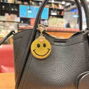 Alloy rhinestone smiley keychain cute bag pendant sparkling crystal charm accessory for women