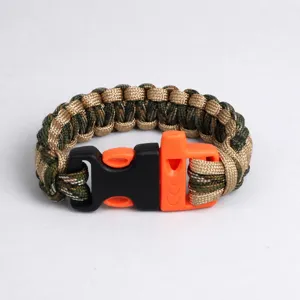 Outdoor survival paracord bracelet with emergency whistle and quick release buckle