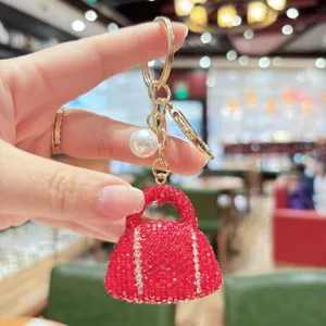 Glitzernd strass handtasche schlüsselanhänger rot kristall tasche auto schlüsselanhänger