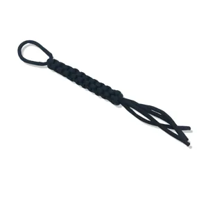 Cordon de couteau en paracorde noir tissé à la main équipement de camping en plein air pendentif