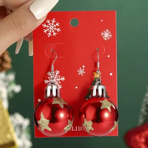 Boucles d'oreilles boule de Noël rouge bijoux festifs cadeau de fête jolies accessoires
