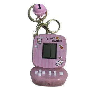 Mini elektronische Handheld-Spielekonsole Schlüsselanhänger mit süßem Hasen-Design rosa.