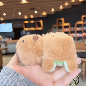 Plush capybara keychain cute water animal bag pendant soft toy gift for kids and friends.