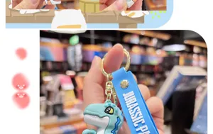 Mignon porte-clés dinosaure 3D dessin animé tyrannosaure pendentif de sac à dos pour cadeau.