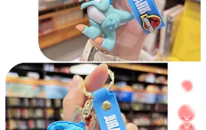 Porte-clés dessin animé dinosaure Jurassic Park mignon pendentif de sac à dos en caoutchouc