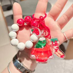 Christmas tree keychain cute acrylic quicksand bag charm pendant for women winter gift