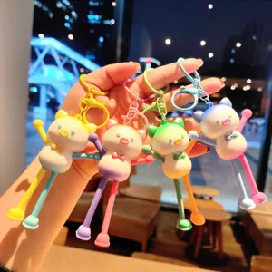 Cute gradient stretchable pig keychain, fun stress relief bag charm for girls, lovely car key ring.