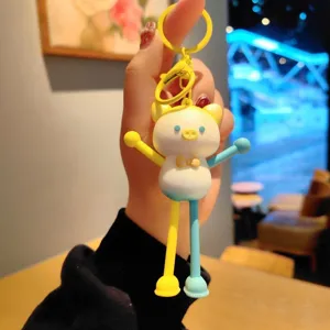 Gradient stretch cute pig keychain, lovely cartoon bag charm and car key ring.