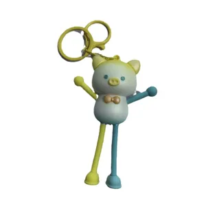 Gradient stretchable cute pig keychain decompression bag pendant animal rings toy key ring