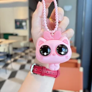 Portachiavi gatto in silicone occhi grandi decompressione giocattolo ciondolo borsa rosa