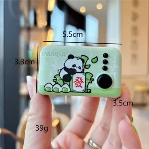 Cute panda luminous decompression keychain with flashing light, fun bag pendant for students.