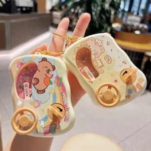 Mini water ring toss toy cute capybara keychain handheld arcade game gift for students