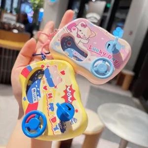 Mini cartoon water game keychain cute handheld arcade toy for student bags and gifts