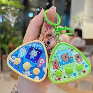 Cute triangle electronic pet keychain cartoon backpack pendant creative gift for kids