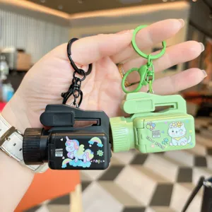 Cute cartoon camera projector keychain creative mini toy for kids students stress relief