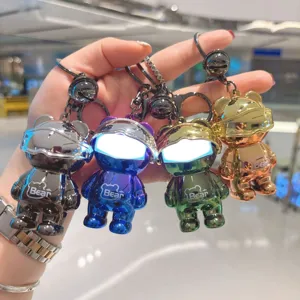 Moderner Trendiger Galvanisierter Mechanischer Bär Leuchtender Schlüsselanhänger Rucksack Anhänger Astronaut Bär Nachtlicht Schlüsselring Ornament Tägliches Geburtstagsfeier Geschenk Für Unisex
