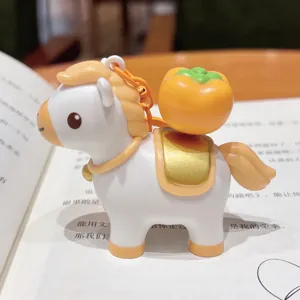Cute rotating horse keychain bag pendant, lucky charm design for good fortune and wealth.