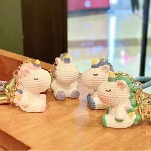 Cute resin colorful unicorn keychain bag pendant cute pony phone charm gift for kids