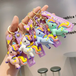 Simpatico portachiavi unicorno cartone animato silicone ciondolo borsa auto regalo.