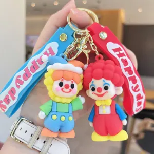 Simpatico portachiavi clown circo carino resina silicone ciondolo borsa auto regalo