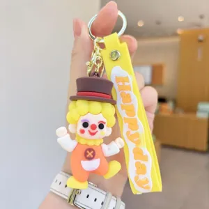 Portachiavi con pagliaccio cartone animato simpatico ciondolo auto gomma regalo
