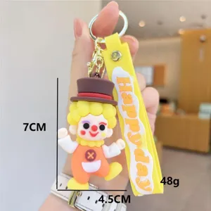 Portachiavi clown cartone animato resina epossidica ciondolo auto regalo zaino 7cm