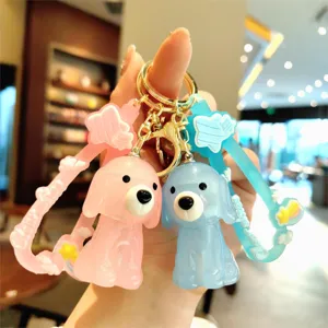 Porte-clés Chien Chiot en Acrylique Gelée Mignon Pendentif de Sac De Dessin Animé Créatif Cadeau