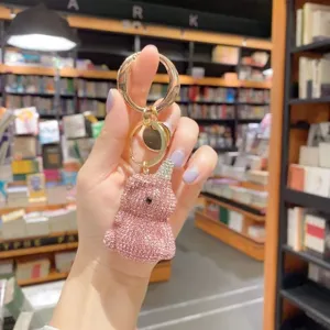 Portachiavi unicorno in strass brillante, ciondolo borsa animale in cristallo rosa.