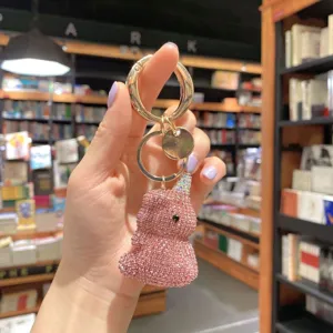 Portachiavi unicorno in strass scintillante, simpatico ciondolo borsa di cristallo per auto.