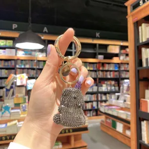 Bellissimo portachiavi unicorno in strass lucido ciondolo borsa in metallo regalo