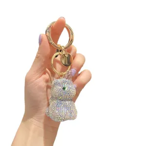 Portachiavi unicorno in strass brillante per borse e chiavi auto, ciondolo in metallo.