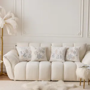 Christmas embroidered pillowcase plush cushion cover winter snowflake home sofa decor
