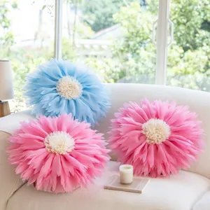 Funda de cojín flor de loto 3D cojín decorativo suave para sofá dormitorio sala de estar interior