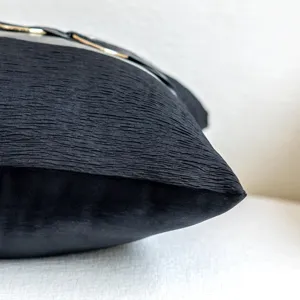 Black textured cushion detail close up sofa pillow cover luxury home decor stylish