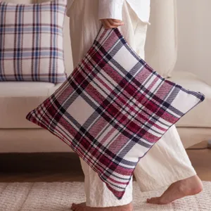 Plaid sofa pillow cover cozy living room cushion decorative fabric home textile style