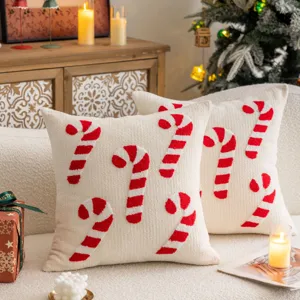 Christmas Embroidered Plush Pillowcase Decorative Cushion Cover For Sofa Living Room New Year Holiday Home Decor