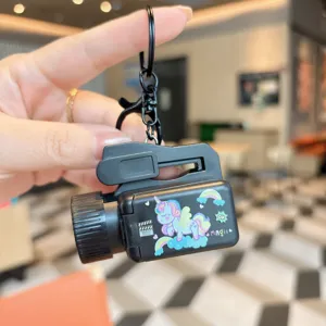 Cute cartoon unicorn projector keychain miniature camera toy for kids portable cute key ring