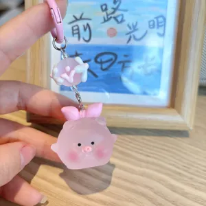 Simpatico Portachiavi in Resina Maialino Rosa Luminoso Del Fumetto Ciondolo Ciondolo Creativo Bagliore Nel Buio Catena Del Telefono Animale Scuola Borsa Appesa Ornamento Portachiavi Regalo Per Bambini Amici