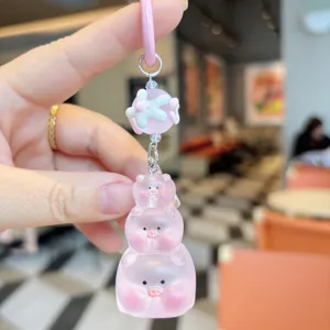 Carino portachiavi maialino rosa in resina ciondolo cinturino telefono regalo migliore