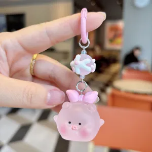 Portachiavi maialino rosa in resina carino ciondolo borsa cartone animato kawaii telefono