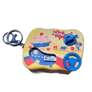 Mini car steering wheel game console keychain toy cute cartoon bag pendant gift for students