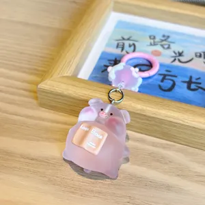 Delizioso portachiavi a forma di maialino rosa in resina cartone animato per borsa