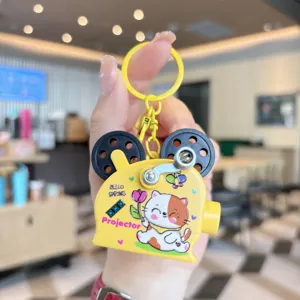 Leuke cartoon projector kat sleutelhanger schattige tas hanger rugzak accessoire