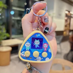 Cute cartoon space triangle keychain stylish metal keyring backpack pendant accessory