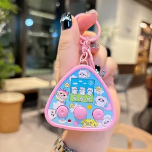 Pink triangular electronic pet keychain digital toy cute cat toy bag pendant accessory gift