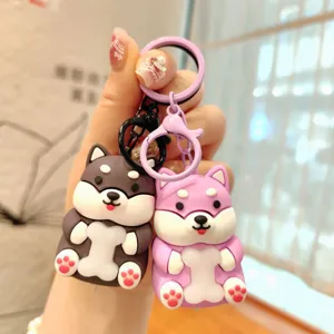Schattige Shiba Inu sleutelhanger dubbele puppy hanger kawaii rugzak bedel cadeautje